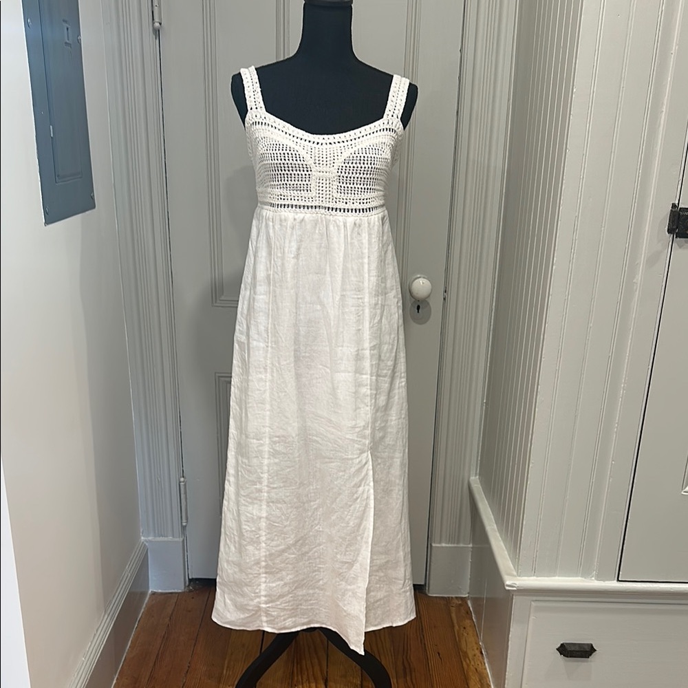J. Crew White Sleeveless Square Neck Maxi Dress